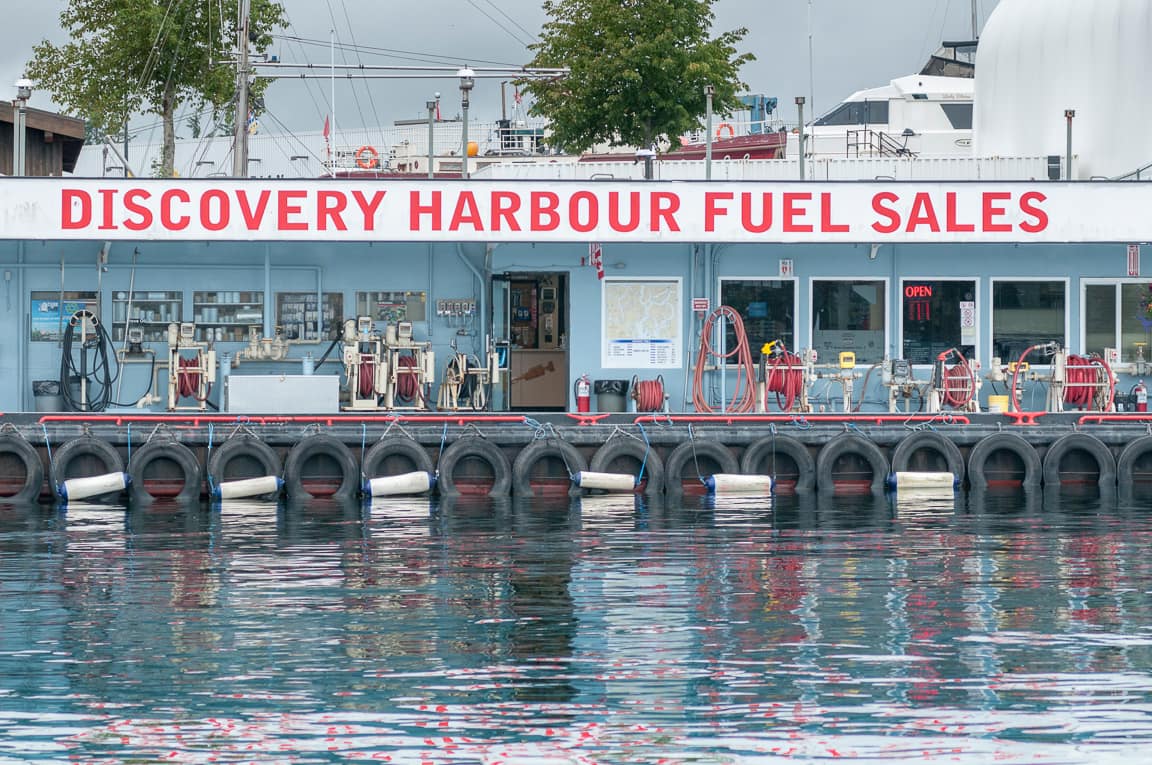 Boats fuelling up at the Discovery Harbour marine fuel dock